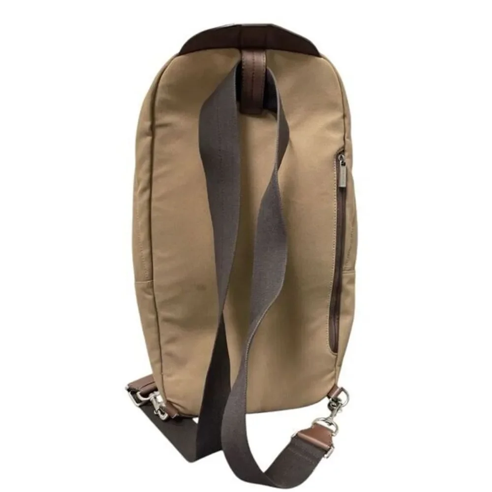 Coach Tan Canvas Backpack with Brown Leather Trim